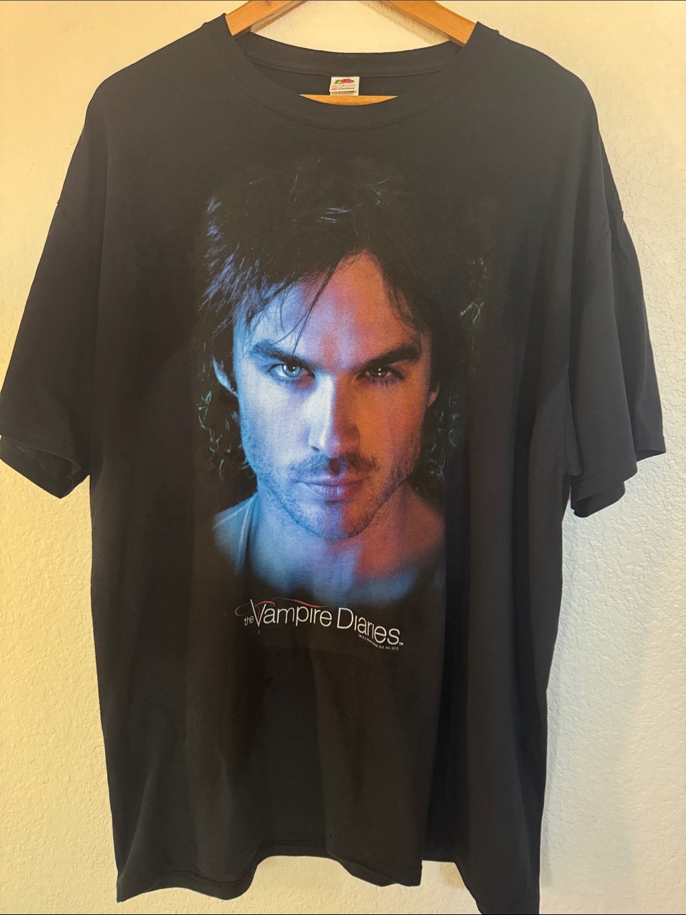 Fruit of the Loom Black Vampire Diaries Damon Salvatore Graphic Tee